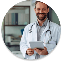 Male doctor with a form